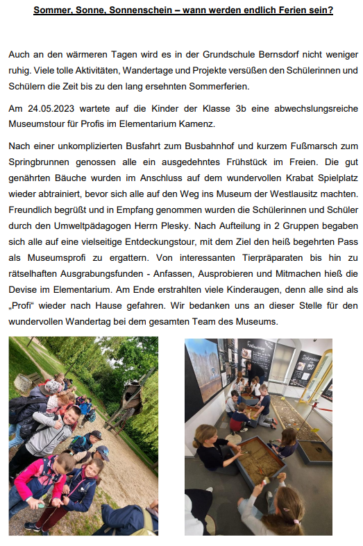 Was war alles los in der Grundschule Bernsdorf?